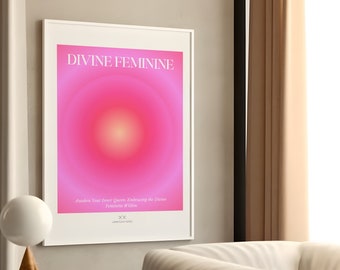 Hot Pink Divine Feminine Poster | Pink Gradient Wall Art | Trendy Y2K College Dorm Decor|  Digital Download