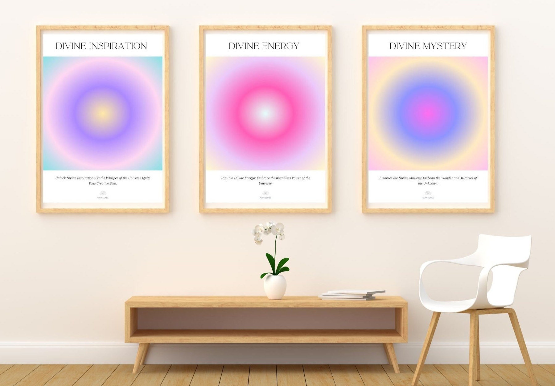 Set of 3 Gradient Aura Posters for Positive Energy | Feminine Aura Wall ...
