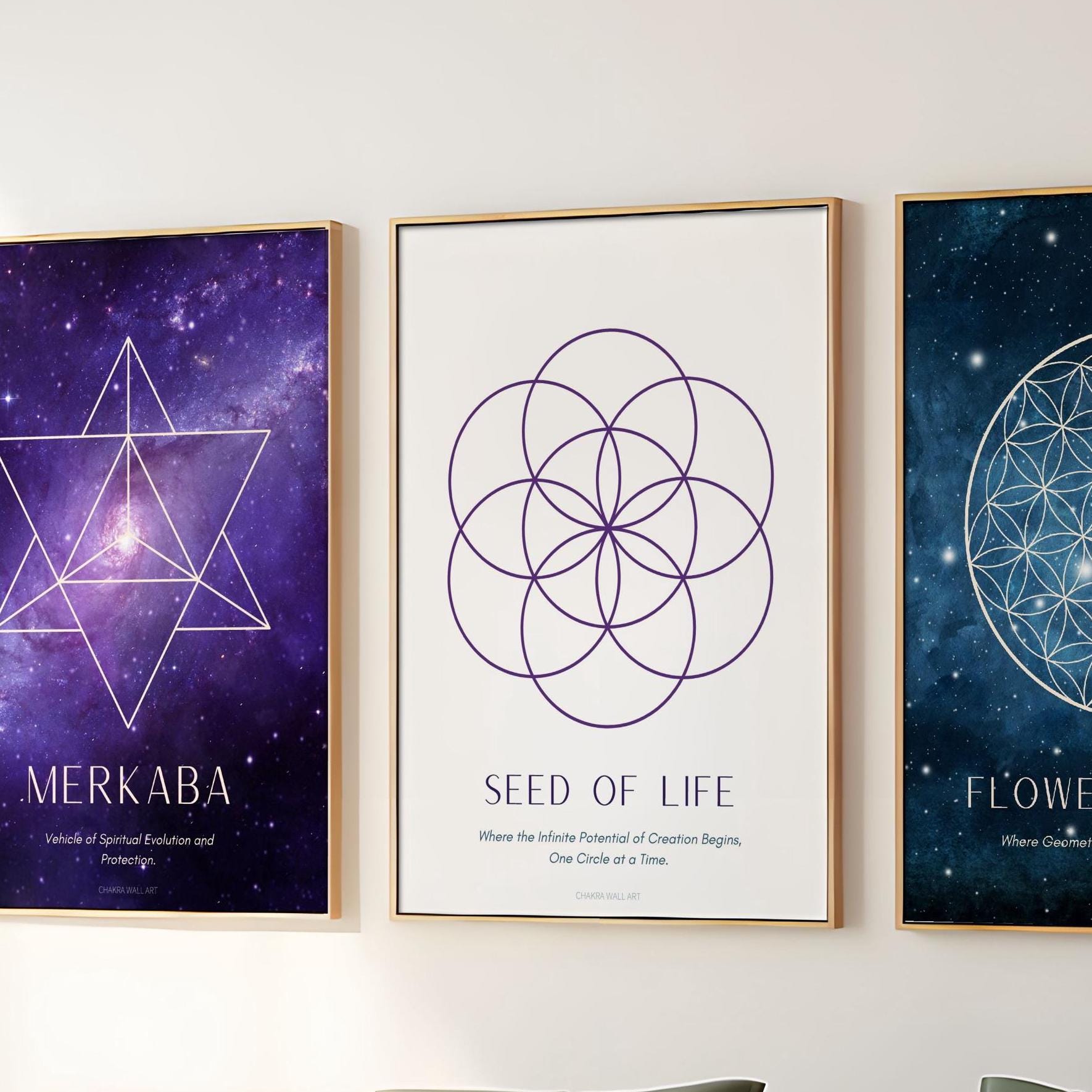 Sacred Geometry Wall Art 3 Piece Poster Set - Cosmic Prints | Merkaba ...
