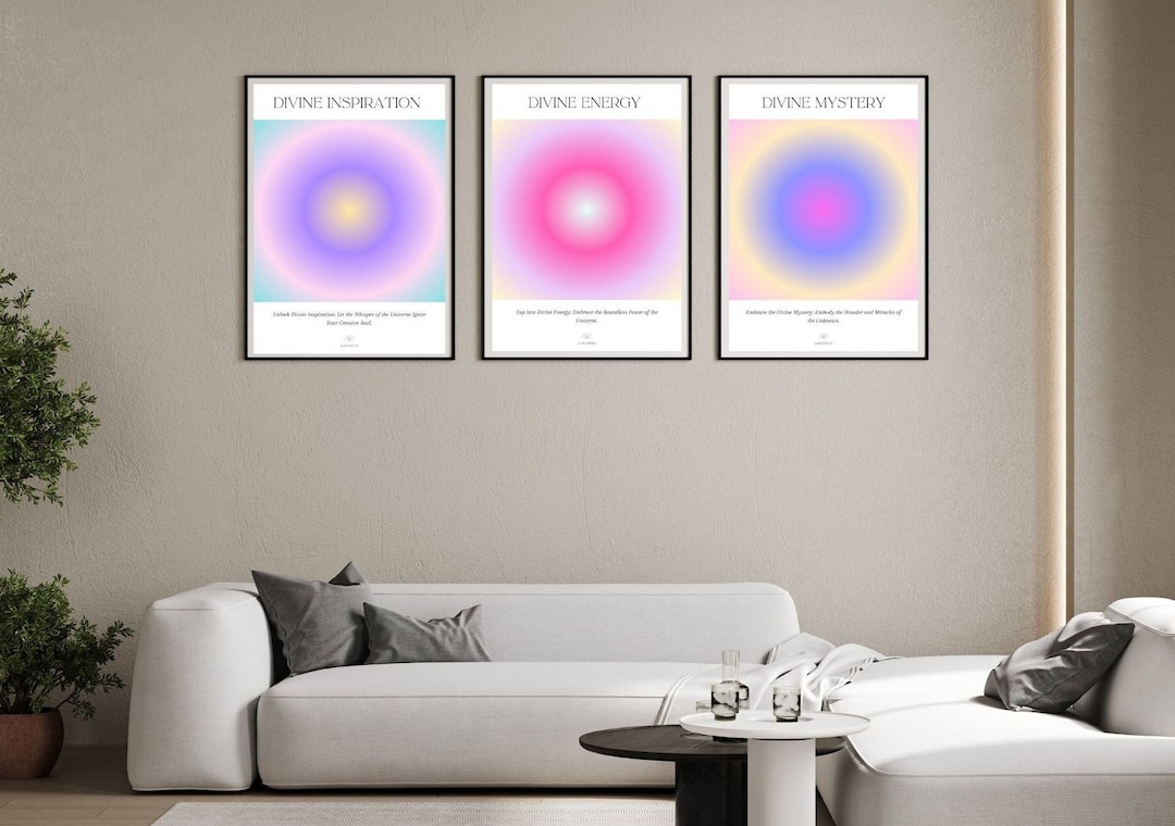 Set of 3 Gradient Aura Posters for Positive Energy | Feminine Aura Wall ...