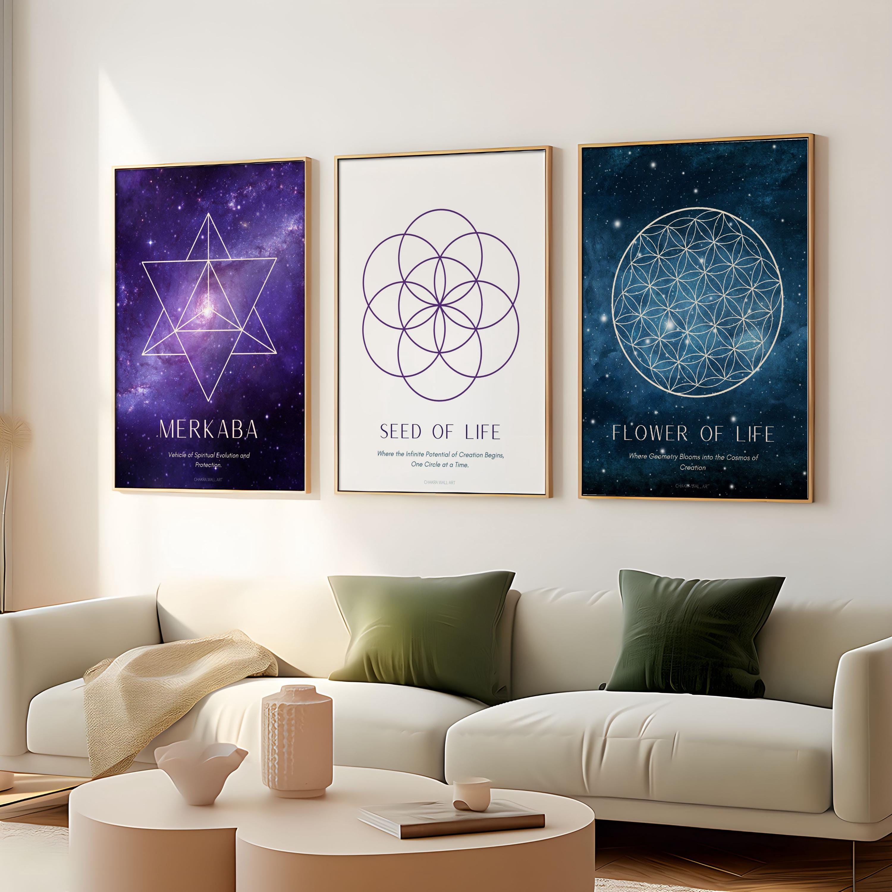 Sacred Geometry Wall Art 3 Piece Poster Set - Cosmic Prints | Merkaba ...