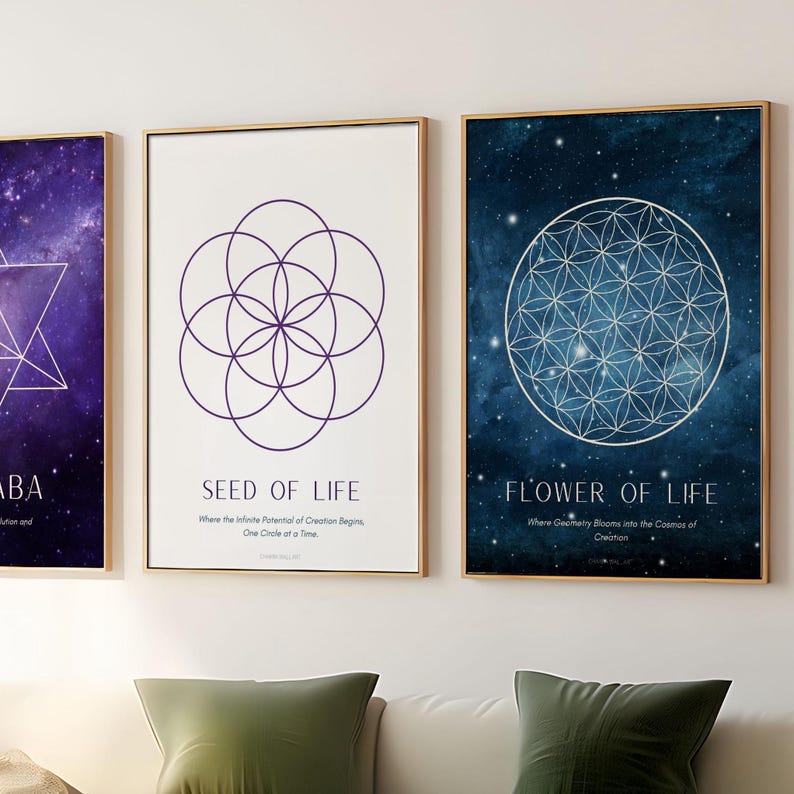 Sacred Geometry Wall Art 3 Piece Poster Set - Cosmic Prints | Merkaba ...