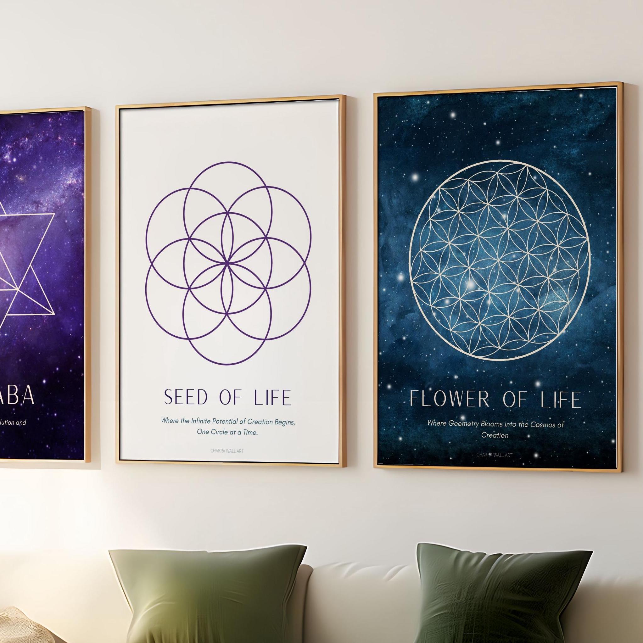 Sacred Geometry Wall Art 3 Piece Poster Set - Cosmic Prints | Merkaba ...