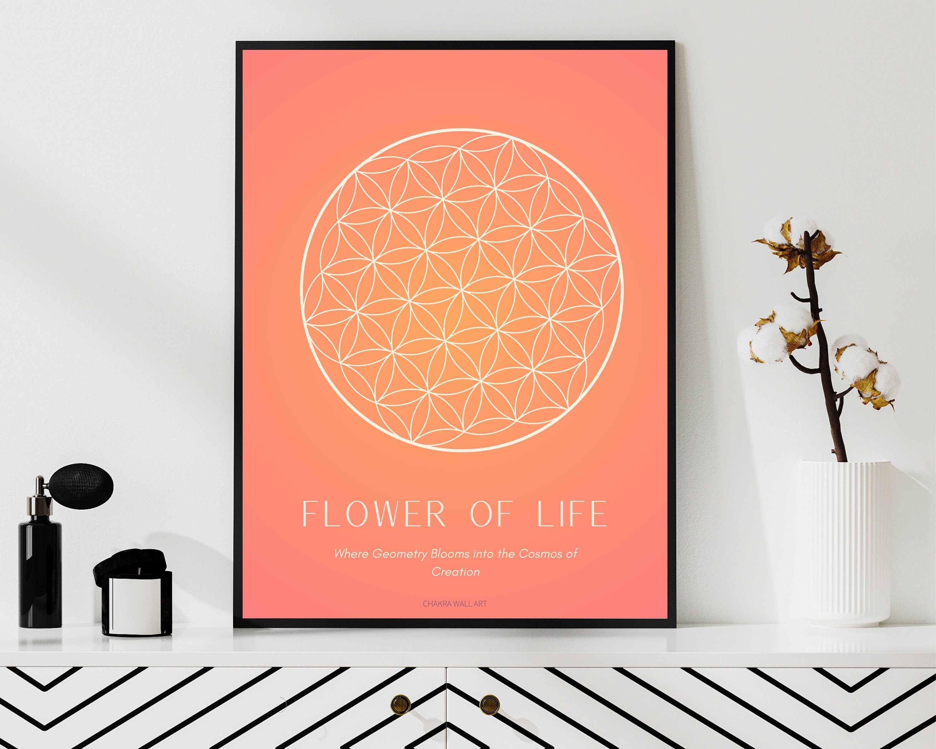 Flower of Life Poster | Sacred Geometry Aura Wall Art Spiritual Print ...