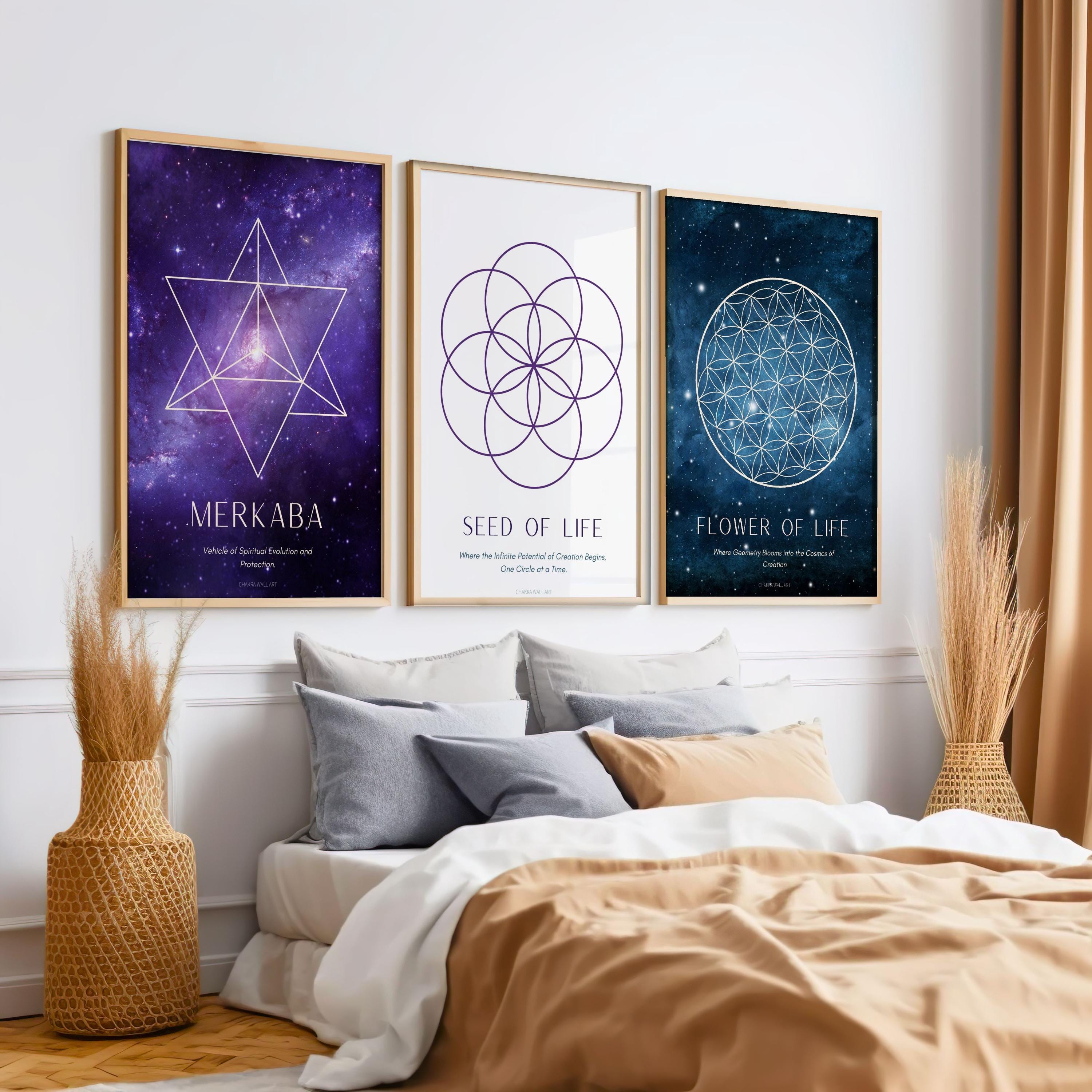 Sacred Geometry Wall Art 3 Piece Poster Set - Cosmic Prints | Merkaba ...