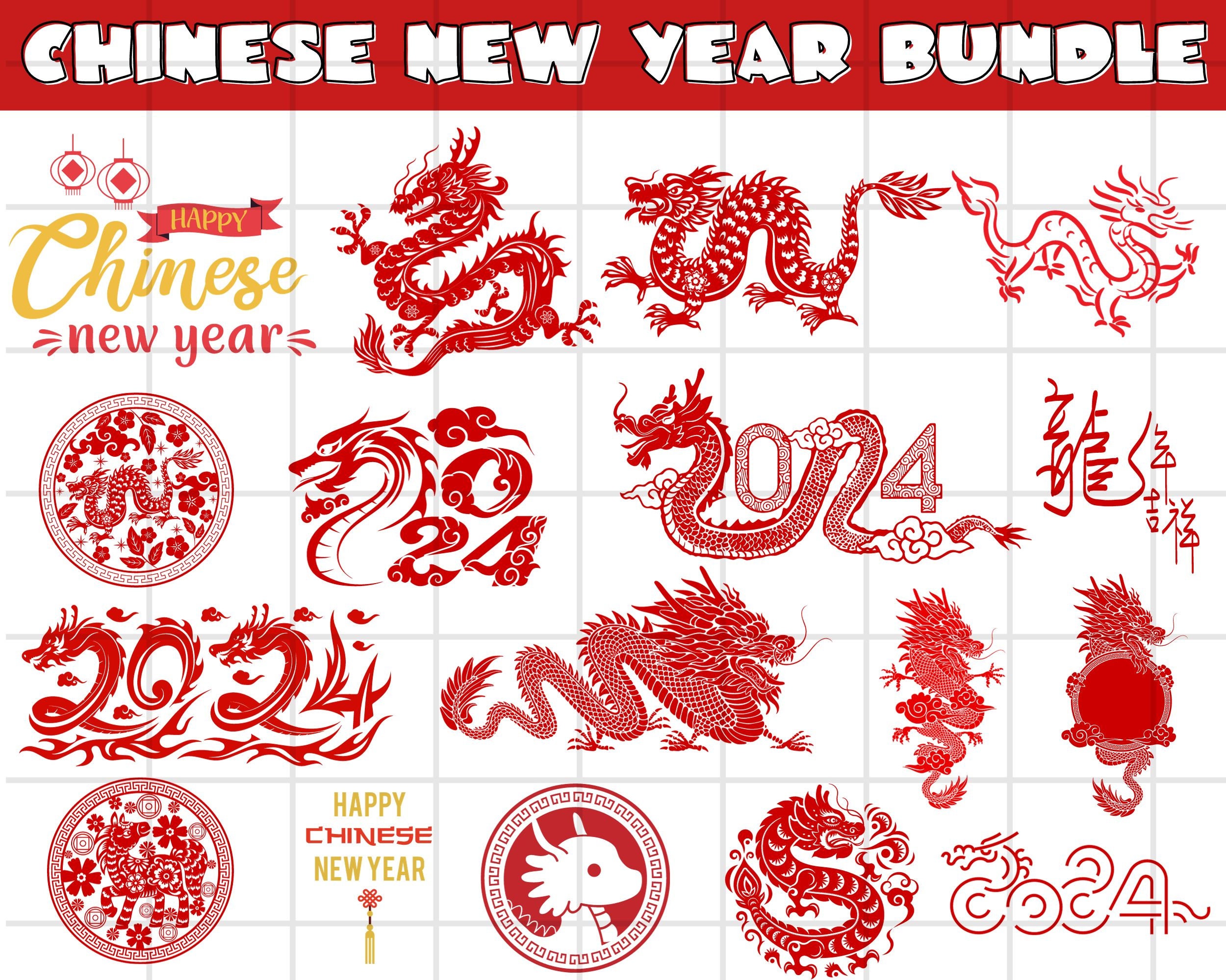 38Pcs Chinese New Year Decoration Set 2024 Lunar New Year Paper