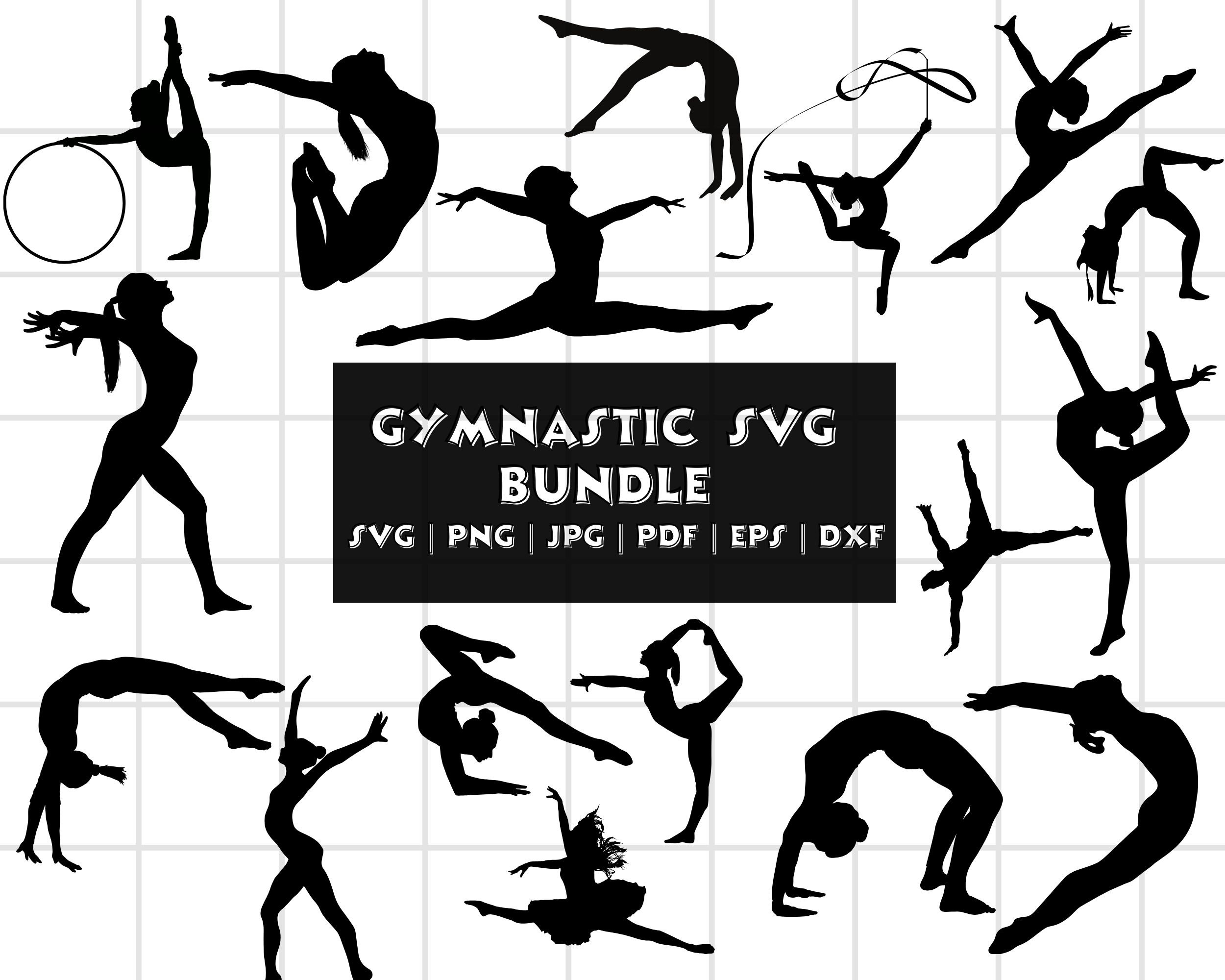 Gymnast SVG Cutting Files, Gymnastics Silhouette Cricut, Cameo, Instant