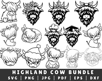 Highland Cow, Baby Cow Svg, Cow Head Svg, Highland Cow Clipart, Cow Face Svg, Highland Heifer Svg, Floral Cow Svg, Cute Highland Cow
