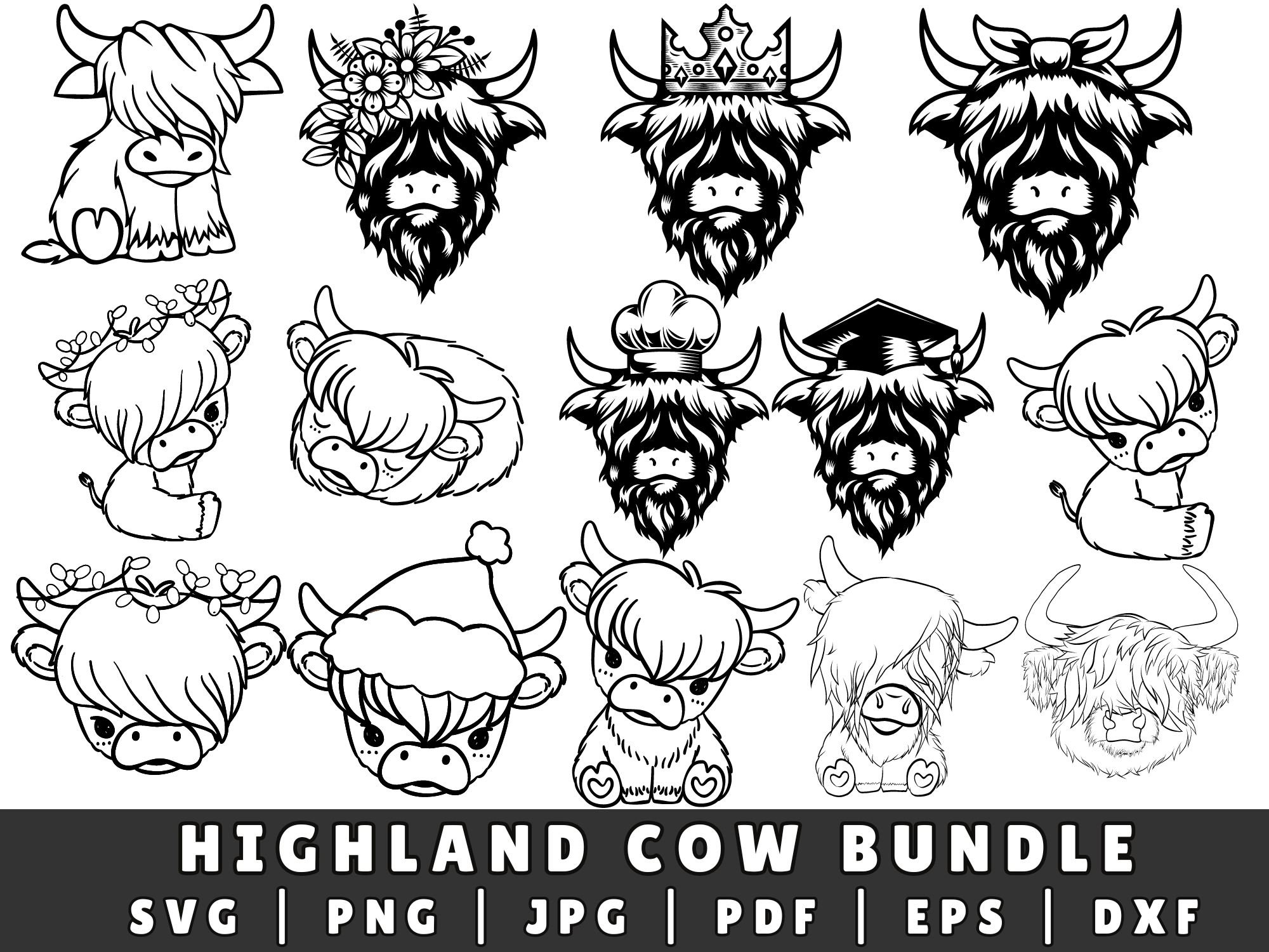 Highland Cow, Baby Cow Svg, Cow Head Svg, Highland Cow Clipart, Cow