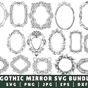 Vintage Mirror Frame SVG Bundle, Baroque Frame svg, Ornate Frame svg, Mirror Frame dxf, Mirror Frame png, Mirror Frame vector