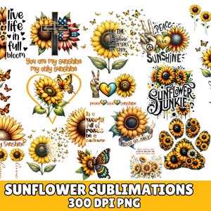 Sunflower PNG Bundle, Sunflower Quotes Png, Sunflower Design Png, Positive Quotes Png, Sunshine Png, Retro Flowers Png, Motivational Quotes