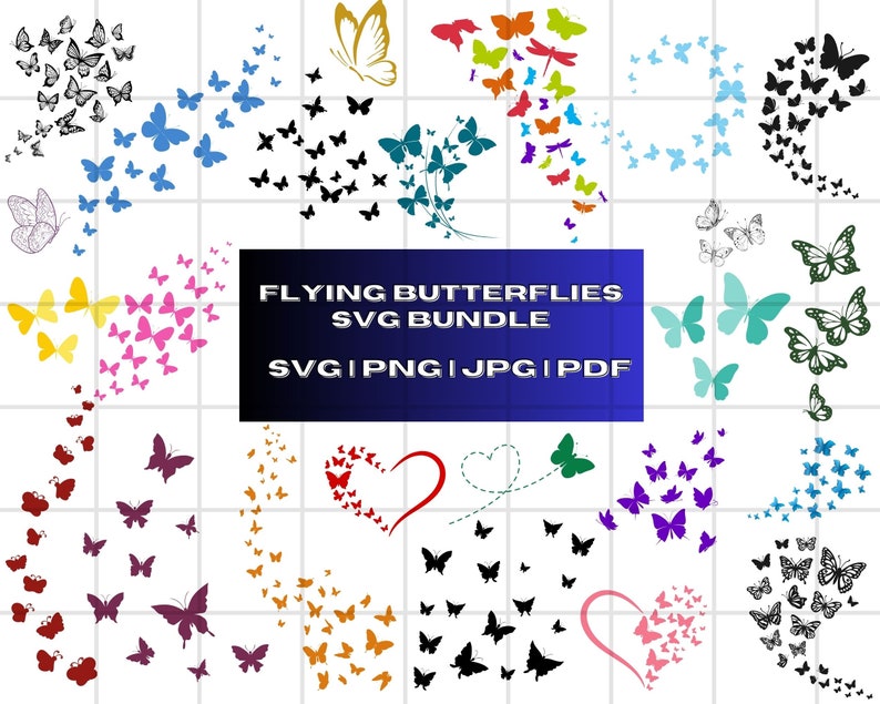 Flying Butterflies Svg Bundle, Butterfly Svg, Butterfly Design Layout