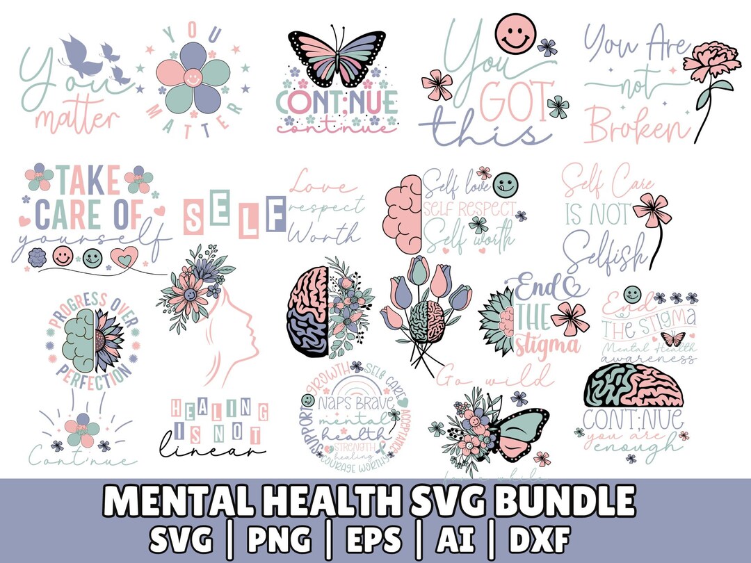 Mental Health Svg Bundle, Inspirational Svg, Positive Affirmations Svg ...