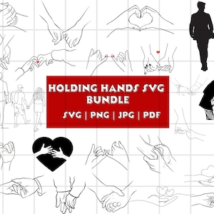 Holding Hands SVG, Pinky Hold, Love, SVG Cut File, Customize With Your Own Text, Add Names & Dates, Instant Download, Love Hands Design