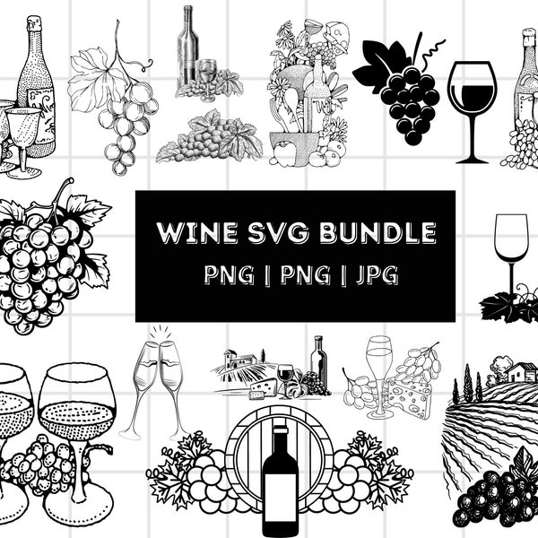 Wine svg bundle, Grape vine svg, dxf, png, jpg, Wine Bottle and Glass svg, Grapevine svg, Drinking wine svg, Wine lover svg,Instant Download