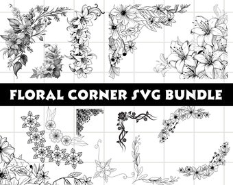 Corner svg Bundle, Corner svg, Floral corner svg files, Decorative Page Corner SVG, Corner Pattern Border Frames Svg, Instant Download