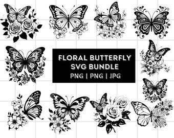 Butterfly Svg\ Floral butterfly svg\ Butterfly flower svg\ Butterfly svg file\ Floral butterfly svg\ Cutting file Cricut Silhouette