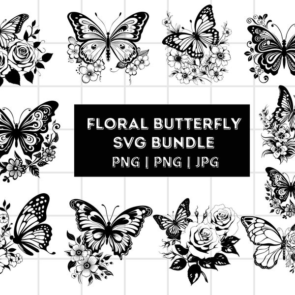 Butterfly Svg\ Floral butterfly svg\ Butterfly flower svg\ Butterfly svg file\ Floral butterfly svg\ Cutting file Cricut Silhouette