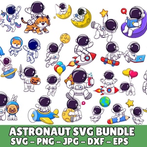 Astronauten-Svg-Png-Bundle, Astronaut mit Rakete svg, Kind Astronaut svg, Universum svg, Spaceman svg, Space SVG