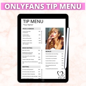 Onlyfans Tip Menu Template, Editable Fansly Tipmenu Document, Canva