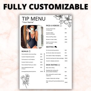 Onlyfans Tip Menu Template, Editable Fansly Tipmenu Document, Canva