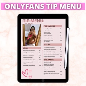 Onlyfans Tip Menu Template, Editable Pink Fansly Tip Document, Canva