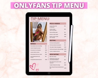 Modello di menu suggerimenti di OnlyFans, documento di suggerimenti Fansly rosa modificabile, menu di suggerimenti Canva, menu di suggerimenti per contenuti digitali per adulti, aiuto per Only Fans Creator