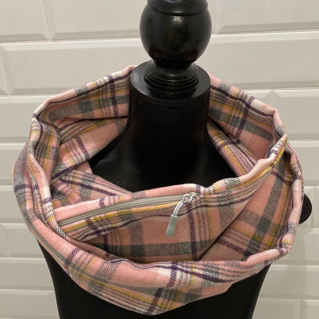 Infinity Travel Scarf With Zipper Pocket Etsy