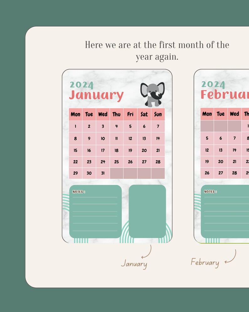 Editable Calendar 2024 Printable Calendar 2024 Aesthetics Calendar 2024 ...