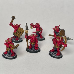 3 Kobold Warriors, Hand-Painted Miniatures for Tabletop Games such as DnD, Pathfinder, Frostgrave, and RPGs