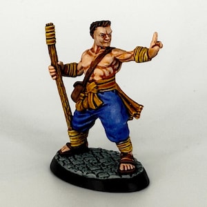 Monk Martial Artist, Hand-Painted Miniature for Tabletop Games such as DnD, Pathfinder, Frostgrave, and RPGs