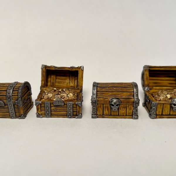 Treasure Chests hand-painted miniature terrain scenery dungeon furniture / D&D DnD Pathfinder Frostgrave RPG / GoblinVillage