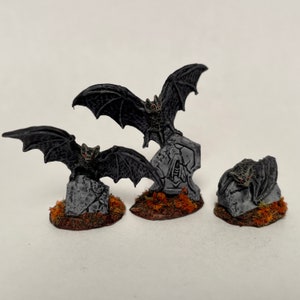 3 Giant Bats, Hand-Painted Miniatures for Tabletop Games such as DnD, Pathfinder, Frostgrave, and RPGs
