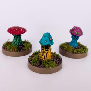 Myconid Mushrooms, Hand-Painted Miniature for Tabletop Games such as DnD, Pathfinder, Frostgrave, and RPGs