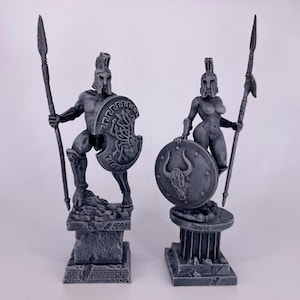 Ancient Greek Stone Statues or Golems, Hand-Painted Miniature Scenery for Tabletop Games such as DnD, Pathfinder, Frostgrave, and RPGs