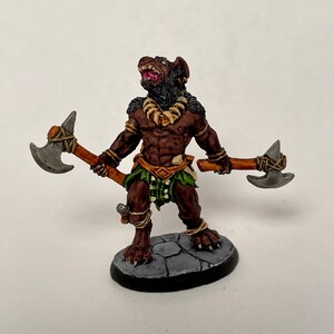 Gnoll Berserker Hand-Painted Miniature for Tabletop Games such as DnD, Pathfinder, Frostgrave, and RPGs