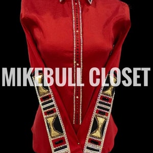 Red Western Pleasure Horse Show Rail Shirt, Horsemanship, Women Rail Vest, Western Show Shirt