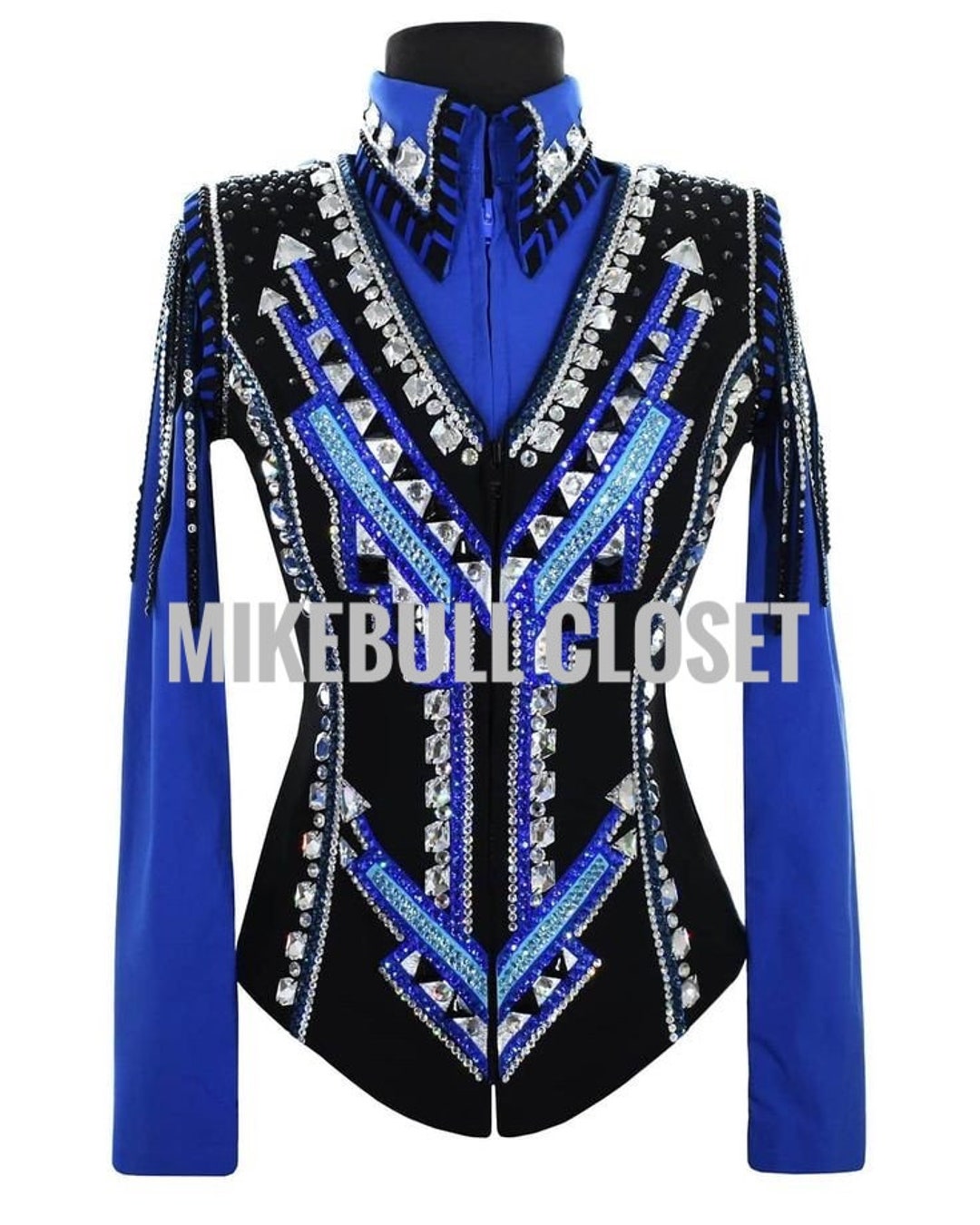 Black and Blue Western Horse Show Vest, Horsemanship, Wonen Rail Vest, Western Show Vest Etsy