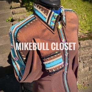 Bronze Western Pleasure Horse Show shirt, Horsemanship, Women Rail Vest, Western Show Shirt