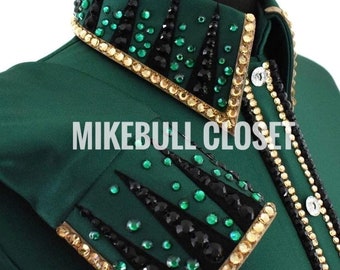 Green Western Show Shirt, Women's Horsemanship Vest, Rodeo Queen Jacket