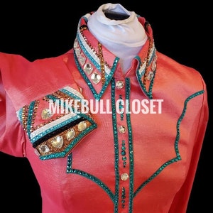 Peach Western Pleasure Horse Show Shirt, Horsemanship, Women Rail Shirt,  Western Show Shirt