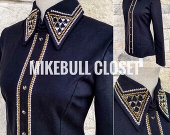 Black Western Show Shirt, Embellished Horsemanship Vest
