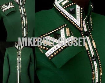Green Western Show Shirt, Rodeo Queen Jacket, Horsemanship Vest