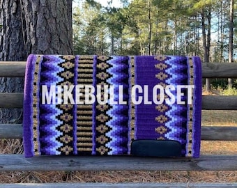 Purple & Brown Western Pleasure Horse Show Saddle Pad 34x42 inch, Horsemanship, Saddle blanket, Western Show Pad
