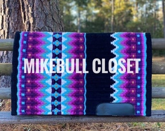 Black Purple & Teal Western Pleasure Horse Show Saddle Pad 34x42 inch, Horsemanship, Saddle blanket, Western Show Pad