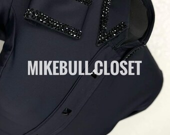 Black Western Show Shirt, Women's Horsemanship Vest, Rhinestone Detail