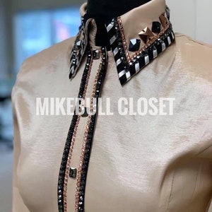 Beige Western Pleasure Horse Show Shirt, Horsemanship, Women Rail Vest, Western Show Shirt