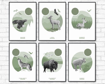 US National Park Minimalist Prints-Sage Green Selection Set 1