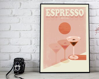 Espresso Martini Mid-Century Print-Vintage Cocktail Bar Art