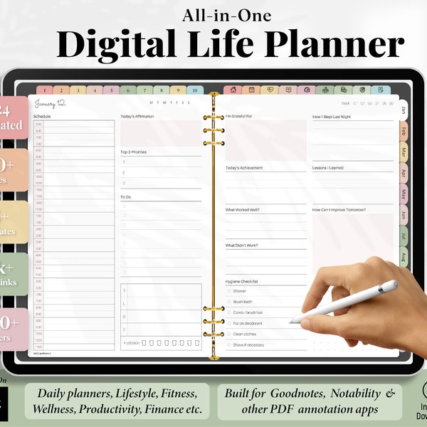 Digital Planner, Goodnotes Planner, iPad Planner, Notability Planner, Dated Digital Planner, 2024 Digital Planner, Daily Digital Planner